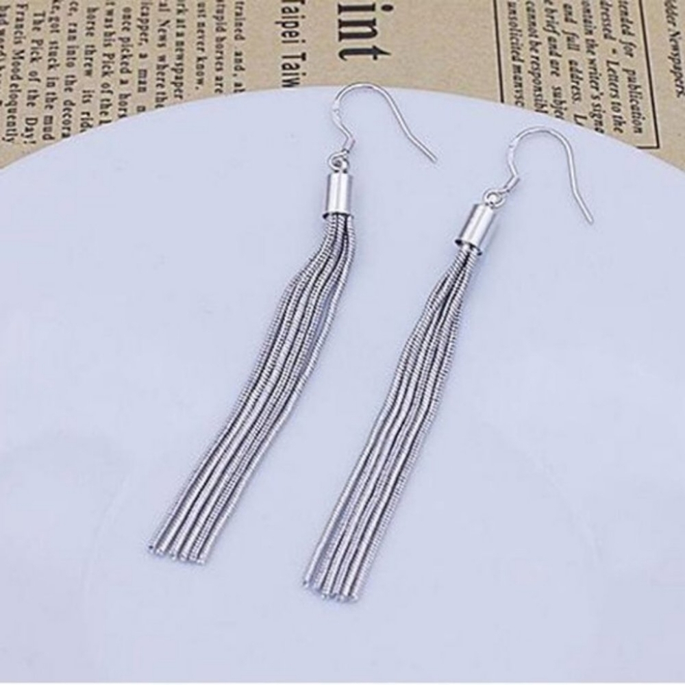 NEW 925 Sterling Silver Tassel Chain Drop Earrings